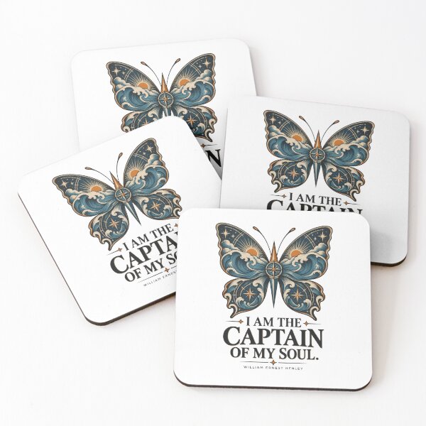 Item preview, I Am the Captain of My Soul – Butterfly Compass – Invictus Quote designed and sold by MadeWithMS.