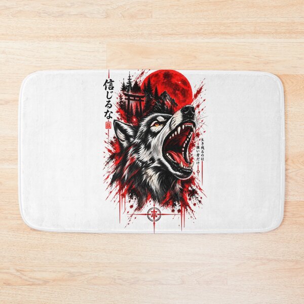 Item preview, Fierce Wolf Under the Red Moon – Japanese Dark Fantasy designed and sold by RazaNocturne.