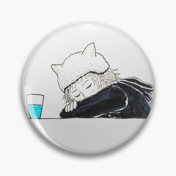 Item preview, Sleepy Cat Ears Character with Water Glass designed and sold by Elite Wall Art.