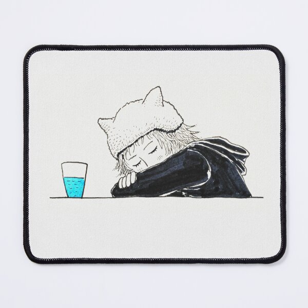 Item preview, Sleepy Cat Ears Character with Water Glass designed and sold by Elite Wall Art.