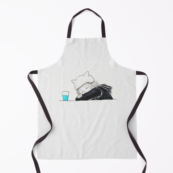 Item preview, Sleepy Cat Ears Character with Water Glass designed and sold by Elite Wall Art.