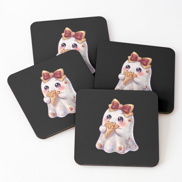 Item preview, Cute Kawaii Ghost Eating a French-fries Design / Potato Chips / Halloween Costume / Foodie / T-shirts mugs stickers phone case hardcover journal poster designed and sold by TeenLake.