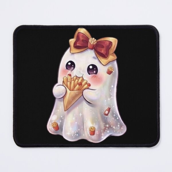 Item preview, Cute Kawaii Ghost Eating a French-fries Design / Potato Chips / Halloween Costume / Foodie / T-shirts mugs stickers phone case hardcover journal poster designed and sold by TeenLake.