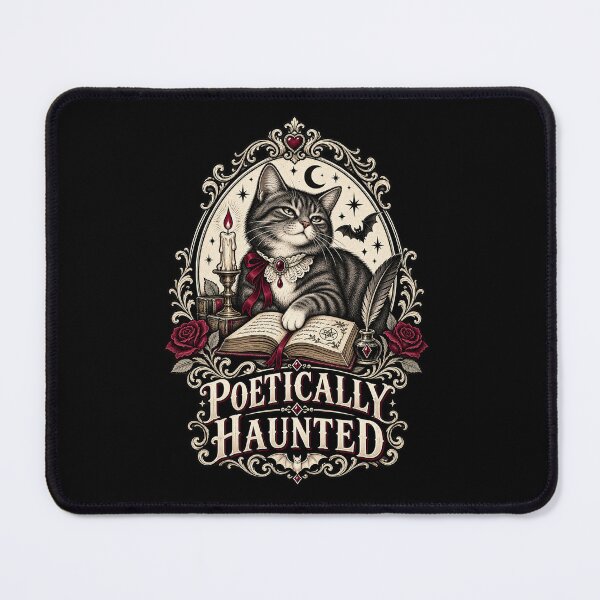 Item preview, Poetically Haunted – Gothic Witch Cat with Spellbook designed and sold by Lichtisign.