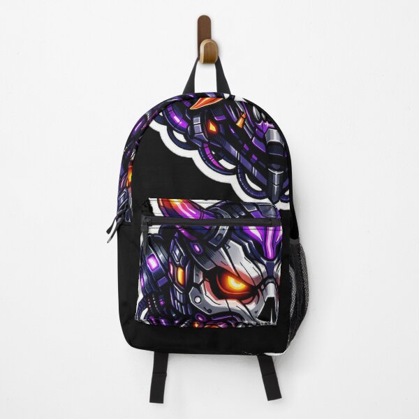 Item preview, Cyberpunk Mecha Oni Mask Cyber Demon Neon Sci-Fi Sticker designed and sold by CyberPaws Art.