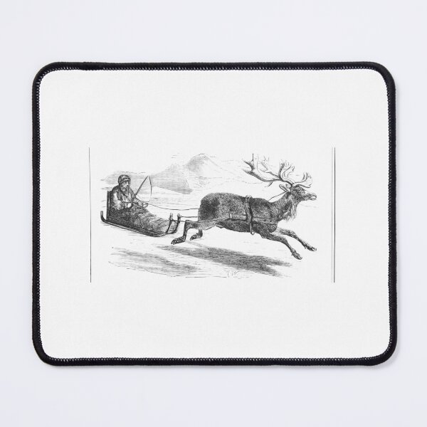 Item preview, Vintage Reindeer Sleigh Ride Engraving designed and sold by Antique Science Press.