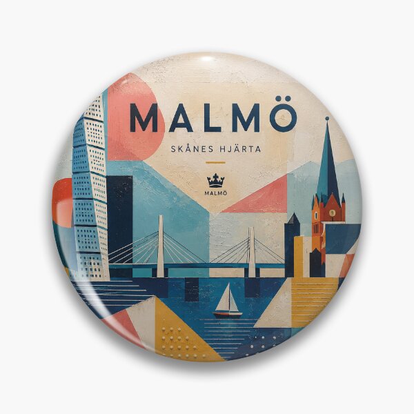 Item preview, A cubist painting of Malmö, Sweden – A Beautiful city in Europe. designed and sold by GalleryKauffeld.