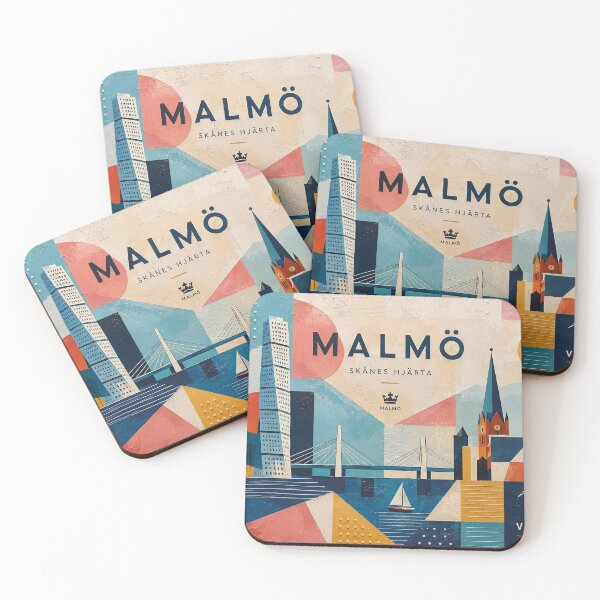 Item preview, A cubist painting of Malmö, Sweden – A Beautiful city in Europe. designed and sold by GalleryKauffeld.