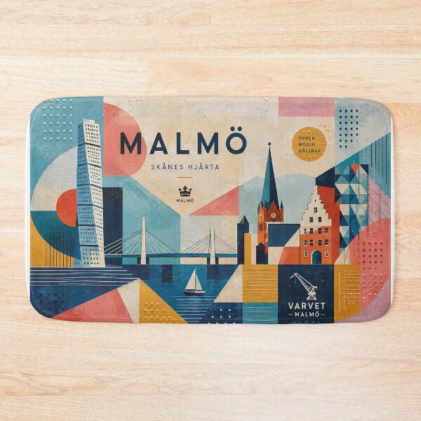 Item preview, A cubist painting of Malmö, Sweden – A Beautiful city in Europe. designed and sold by GalleryKauffeld.
