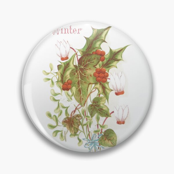 Item preview, Vintage Winter Botanical Holly and Cyclamen Art designed and sold by Antique Science Press.