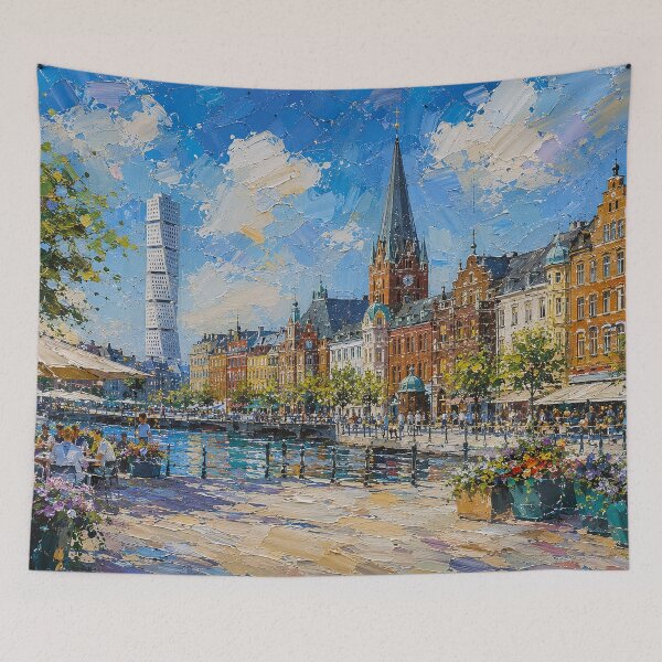 Item preview, Malmö, Sweden – a painting of a summer day in this beautiful Scandinavian city. designed and sold by GalleryKauffeld.