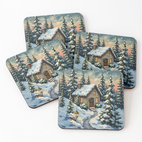 Item preview, Cozy Snowy Cabin Christmas Eve Glow designed and sold by Connys Colorful World.