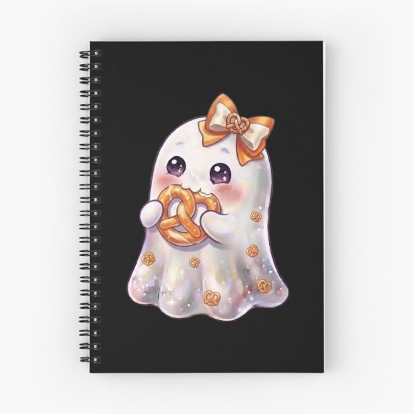 Item preview, Cute Kawaii Ghost Eating a Pretzel Design / Gift /  Bakery Shop / Tops / For kids / Halloween Decors / Foodie T-shirts mugs stickers phone case journal poster designed and sold by TeenLake.