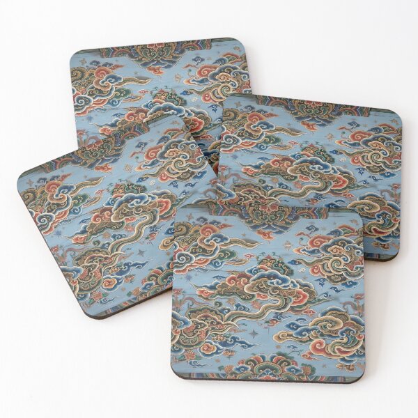 Item preview, Korean Royal Dancheong Seamless Pattern: Traditional Sky Blue Wood, Auspicious Clouds & Palace Art Print, Tapestry & Home Decor designed and sold by SOOstudio73.