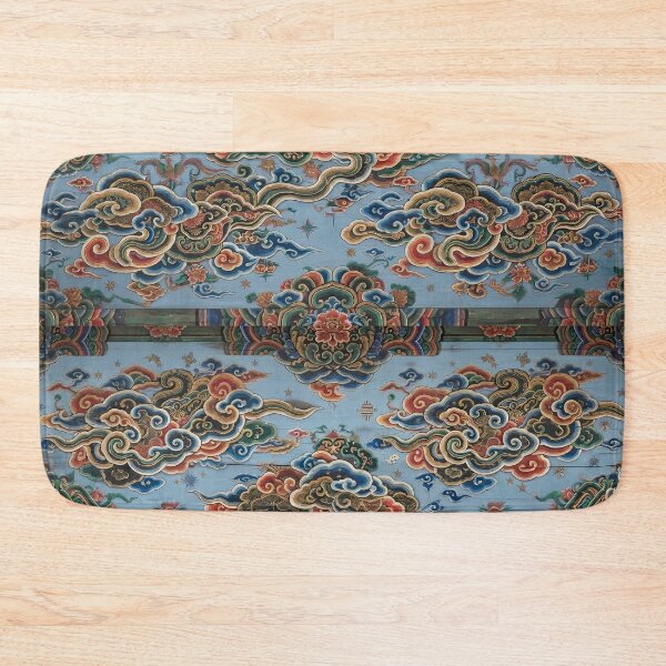 Item preview, Korean Royal Dancheong Seamless Pattern: Traditional Sky Blue Wood, Auspicious Clouds & Palace Art Print, Tapestry & Home Decor designed and sold by SOOstudio73.