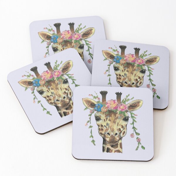 Item preview, Giraffe with flower wreath designed and sold by CanvasCloud.
