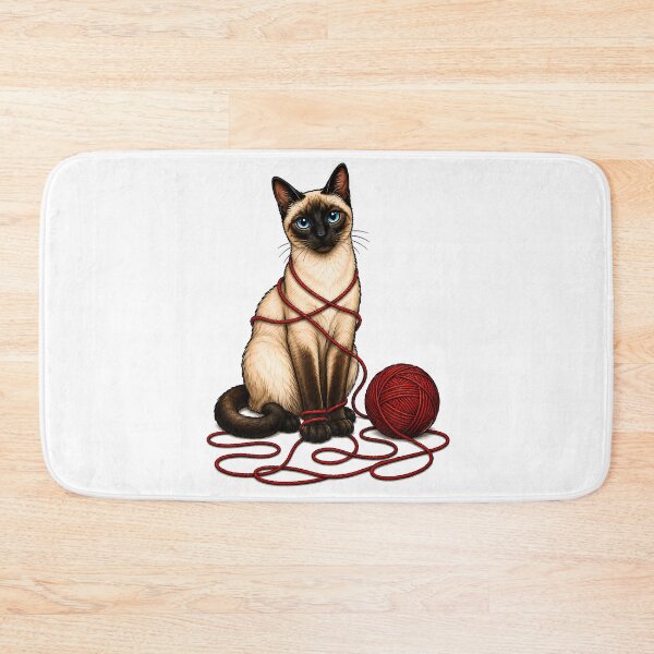 Item preview, Siamese Cat Yarn Ball Mischief Art designed and sold by Old's Cool Cat Studio.