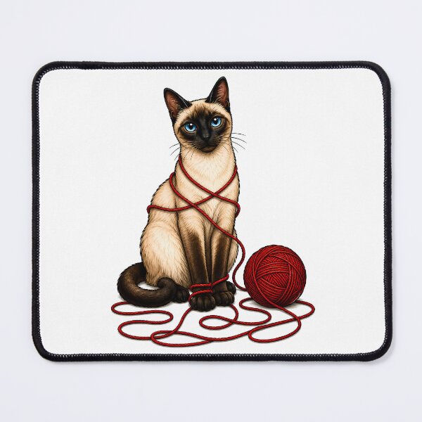 Item preview, Siamese Cat Yarn Ball Mischief Art designed and sold by Old's Cool Cat Studio.