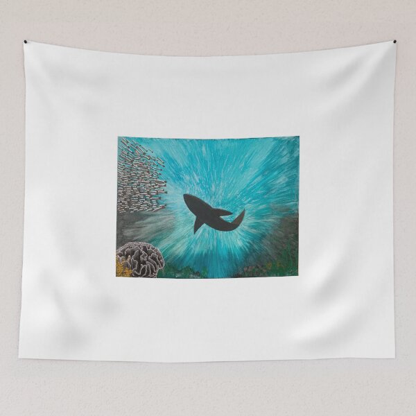 Item preview, Shark rising to the surface and hunting a school of fish designed and sold by Ccrisart75-.