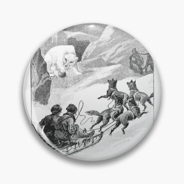 Item preview, Vintage Polar Bear and Sled Dogs Illustration designed and sold by Antique Science Press.
