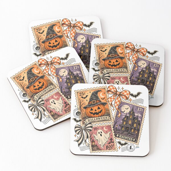 Item preview, Vintage Halloween Postage Stamps Ribbon Coquette Spooky Art designed and sold by DesignArtist.ia.