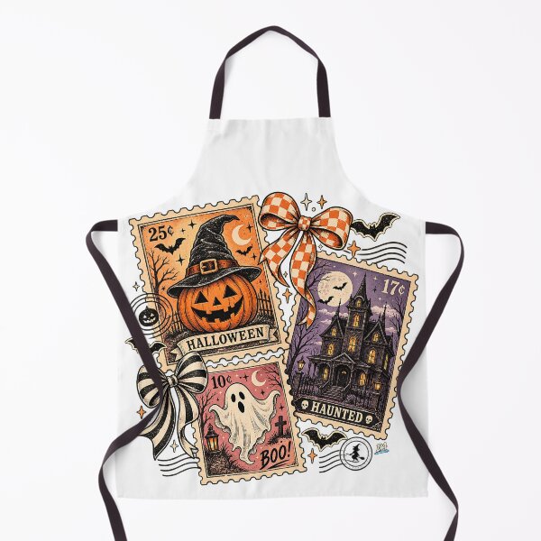 Item preview, Vintage Halloween Postage Stamps Ribbon Coquette Spooky Art designed and sold by DesignArtist.ia.