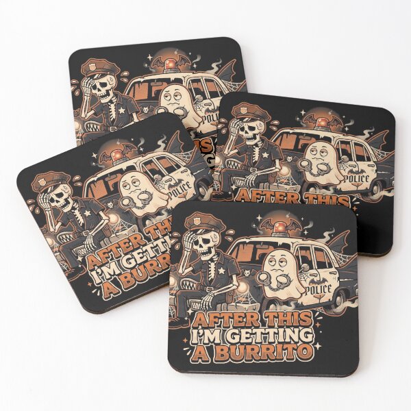 Item preview, After This I'm Getting A Burrito - Spooky Tired Skeleton Cop & Ghost designed and sold by mnkyride.