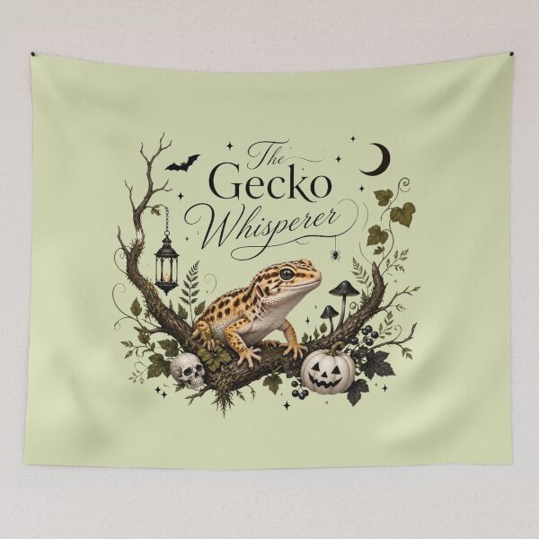 Item preview, The Gecko Whisperer Gothic Illustration of a Gecko and Halloween designed and sold by BriSher.
