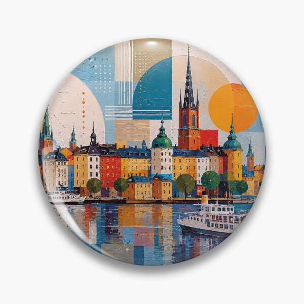 Item preview, A cubist painting of Stockholm, Sweden – A Beautiful city in Europe. designed and sold by GalleryKauffeld.