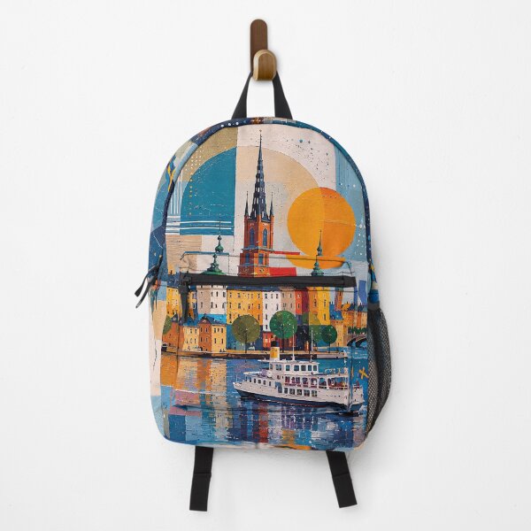 Item preview, A cubist painting of Stockholm, Sweden – A Beautiful city in Europe. designed and sold by GalleryKauffeld.