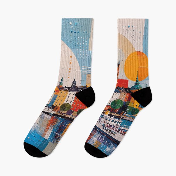 Item preview, A cubist painting of Stockholm, Sweden – A Beautiful city in Europe. designed and sold by GalleryKauffeld.