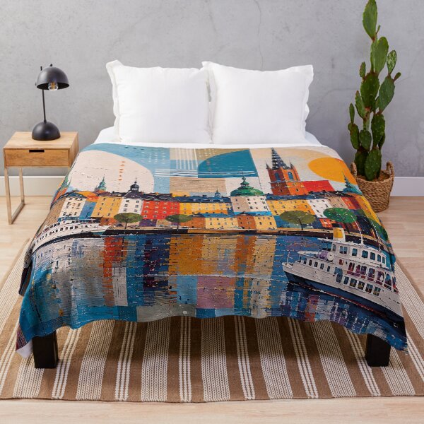 Item preview, A cubist painting of Stockholm, Sweden – A Beautiful city in Europe. designed and sold by GalleryKauffeld.