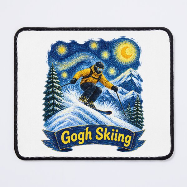 Item preview, Van Gogh Inspired Skiing Winter Sports Art Design designed and sold by Tyler Rickard.