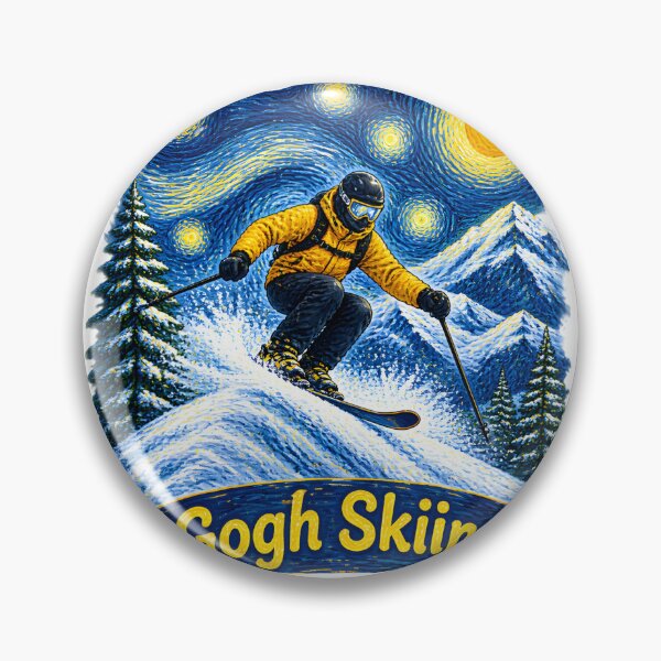 Item preview, Van Gogh Inspired Skiing Winter Sports Art Design designed and sold by Tyler Rickard.