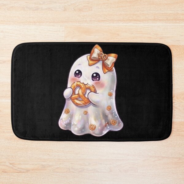 Item preview, Cute Kawaii Ghost Eating a Pretzel Design / Gift /  Bakery Shop / Tops / For kids / Halloween Decors / Foodie T-shirts mugs stickers phone case journal poster designed and sold by TeenLake.