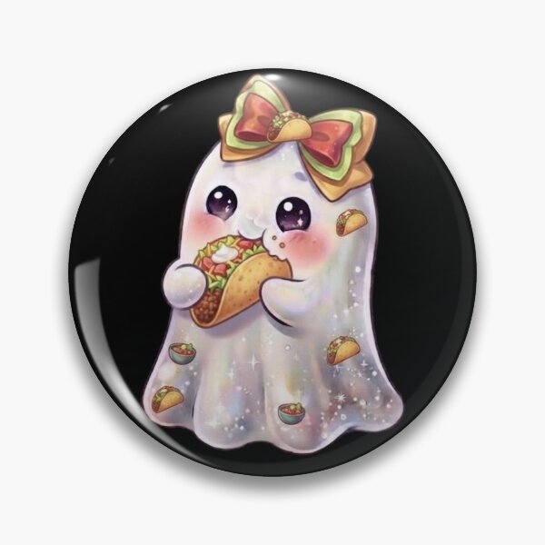 Item preview, Cute Kawaii Ghost Eating a Taco Design /  Burrito Taco / Halloween / Foodie / T-shirts mugs stickers phone case hardcover journal poster designed and sold by TeenLake.