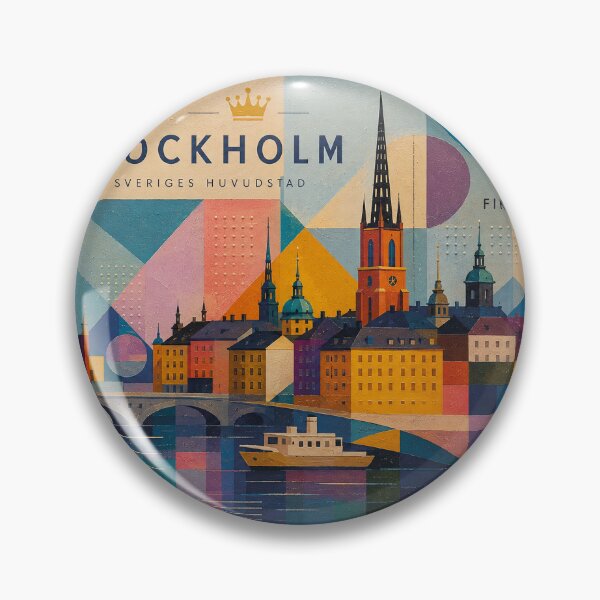 Item preview, A cubist painting of Stockholm, Sweden – A Beautiful city in Europe. designed and sold by GalleryKauffeld.