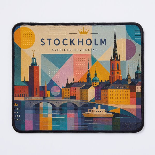 Item preview, A cubist painting of Stockholm, Sweden – A Beautiful city in Europe. designed and sold by GalleryKauffeld.