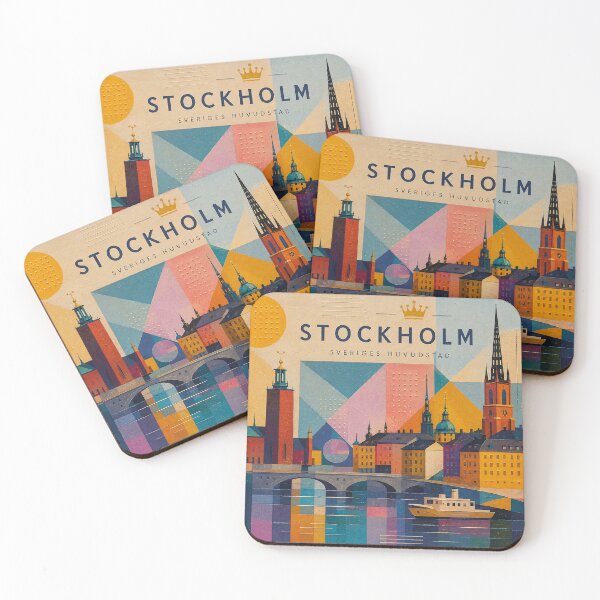 Item preview, A cubist painting of Stockholm, Sweden – A Beautiful city in Europe. designed and sold by GalleryKauffeld.