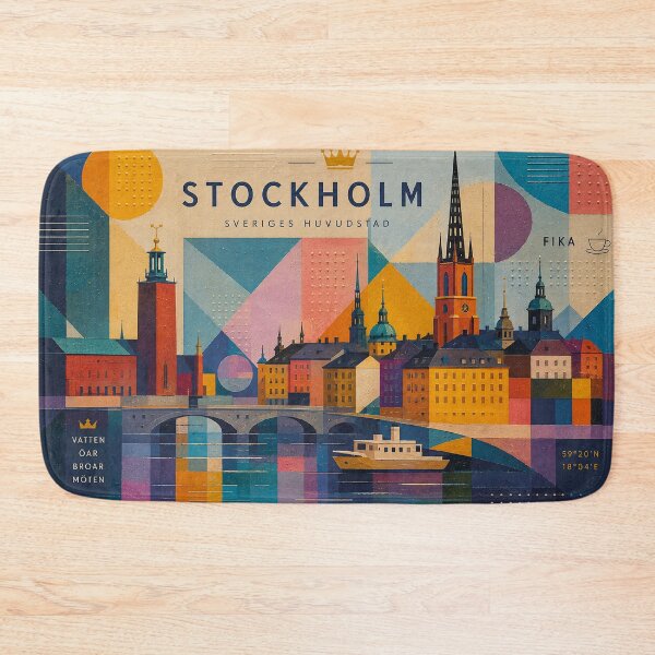 Item preview, A cubist painting of Stockholm, Sweden – A Beautiful city in Europe. designed and sold by GalleryKauffeld.