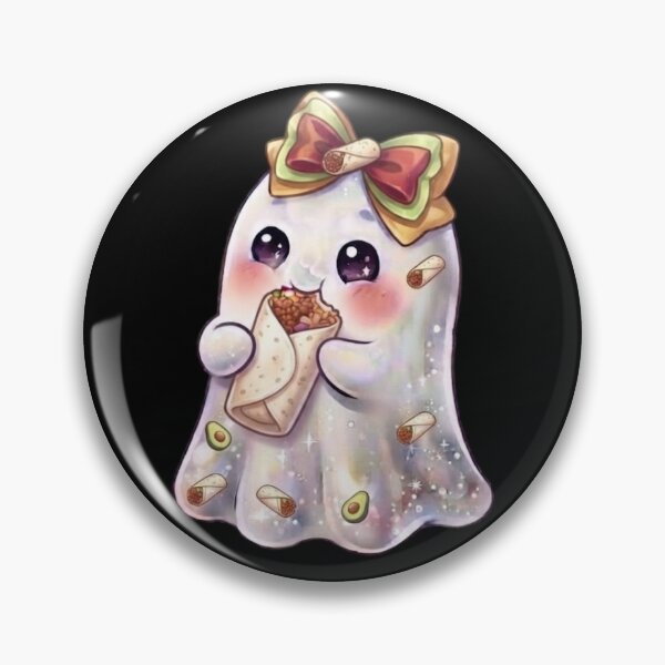 Item preview, Cute Kawaii Ghost Eating a Burrito Design /  Salsa / Halloween / Foodie / T-shirts mugs stickers phone case hardcover journal poster designed and sold by TeenLake.