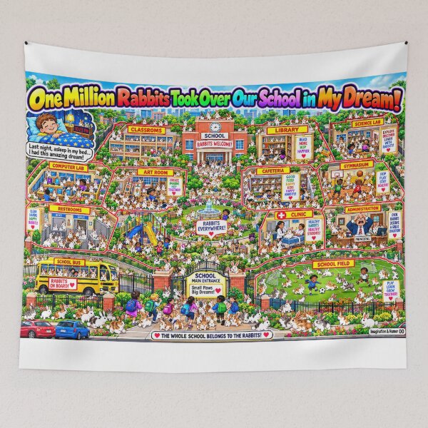 Item preview, One Million Rabbits Took Over School designed and sold by New Wave Artworks & Odds &Ends.