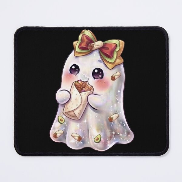 Item preview, Cute Kawaii Ghost Eating a Burrito Design / Salsa / Halloween / Foodie / T-shirts mugs stickers phone case hardcover journal poster designed and sold by TeenLake.