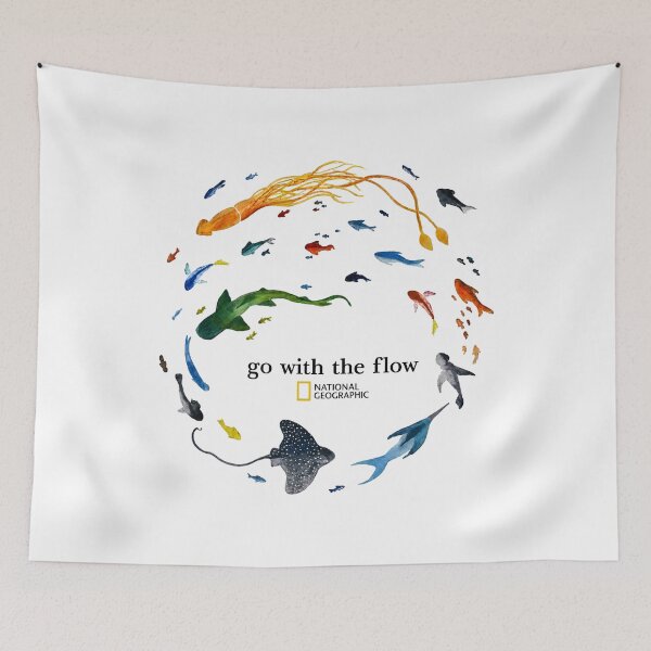 Item preview, National Geographic Marine Animals  - Marine Animals Go With The Flow - Watercolor Ocean designed and sold by dancymantil.
