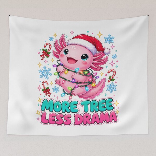 Item preview, Cute Axolotl More Tree Less Drama Christmas Graphic Tee designed and sold by Design Vibras.