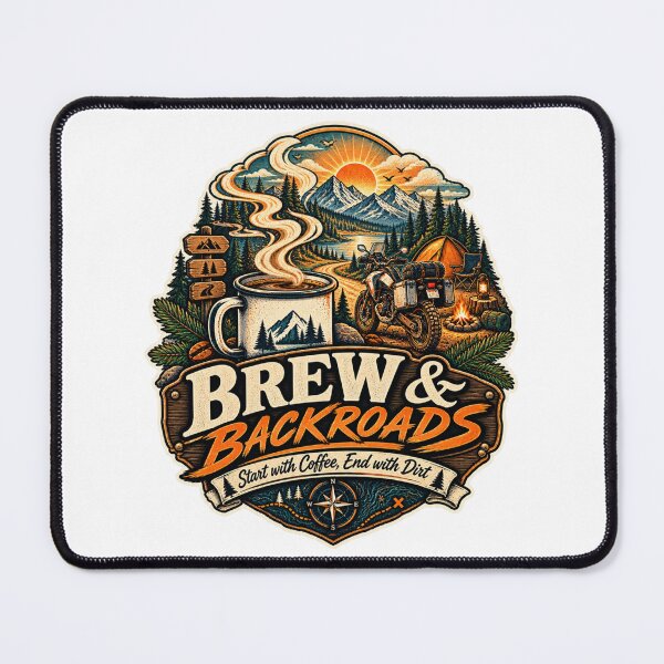 Item preview, Brew & Backroads — Motorcycle Coffee Lover Gift designed and sold by TorqueTheoryLab.