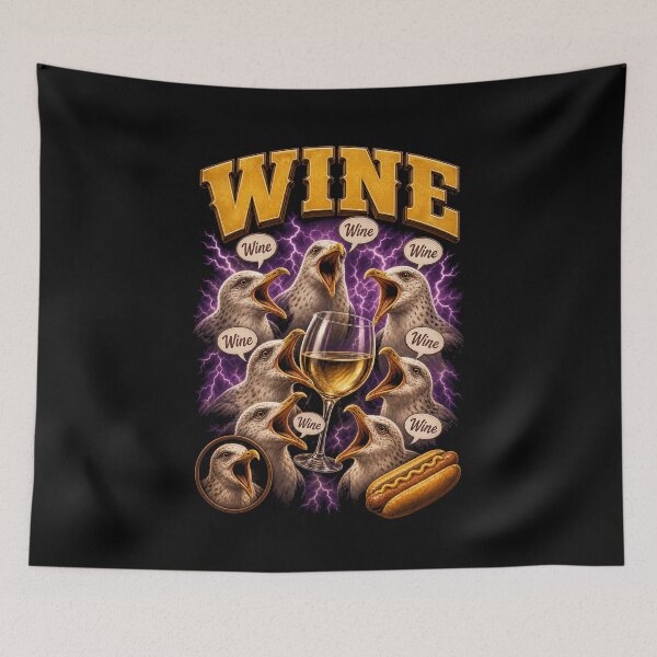 Item preview, seagulls screech Wine Lover Funny Wine Drinking designed and sold by LuminOrb.