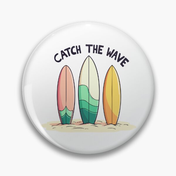 Item preview, Catch The Wave - Retro Surfboard Summer Line Art designed and sold by Hans-Design.