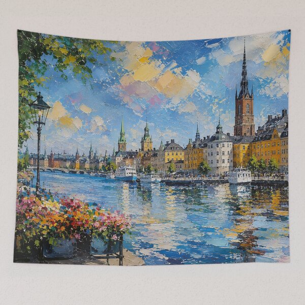 Item preview, Stockholm, Sweden – a painting of a summer day in this beautiful Scandinavian city. designed and sold by GalleryKauffeld.