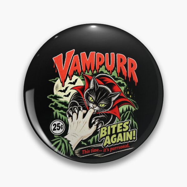 Item preview, Funny Vampurr Bites Again Vampire Cat Horror Comic Art designed and sold by elderberry.